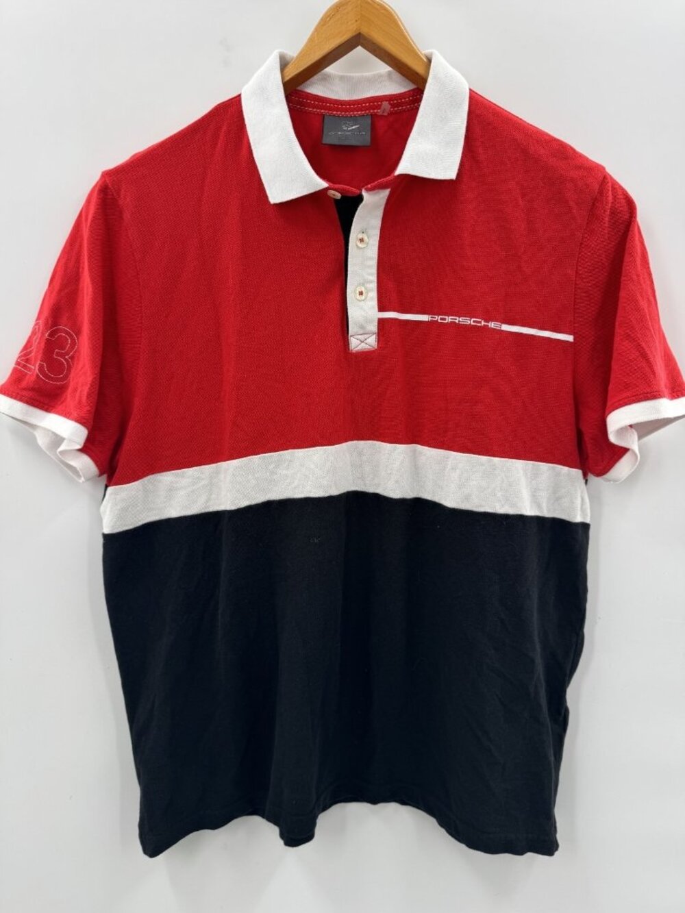 Porsche 917 Salzburg Collection Color Block Cotton Polo Shirt Logo Men's Sz XL